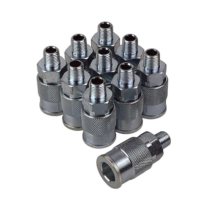 Primefit Industrial Coupler Steel 3/8-in. x 1/4-in. Male NPT, 10PK IC3814MS-B10-P